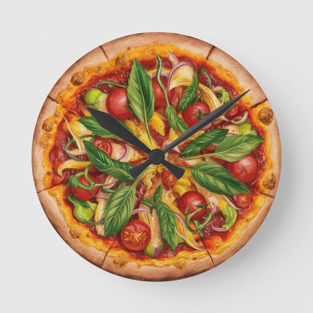 Vegetarisk Pizza Rund Klocka (Framsida)