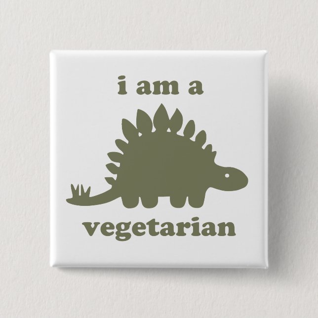 Vegetarisk StegosaurusDinosaur - grönt Knapp (Framsida)
