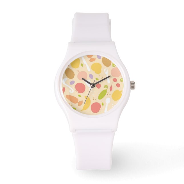 Vegetariska matlagningsbakgrund mönster armbandsur (Framsida)