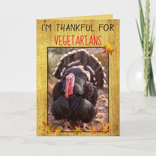Vegetariska Thanksgivingen Turkiet Foto Höst löv Kort (Framsida)