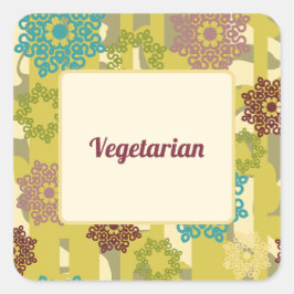 Vegetariska urbana blommiga kostbehov fyrkantigt klistermärke