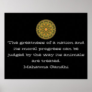 Vegetariskt citationstecken för Gandhi djurens Poster