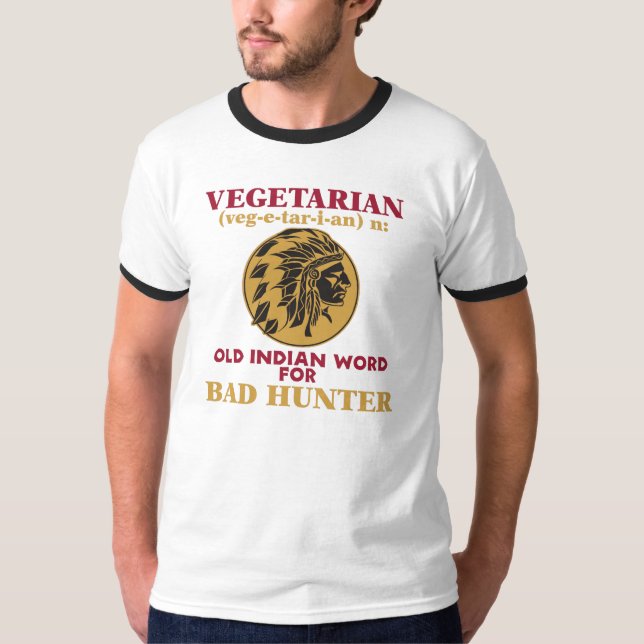 Vegetariskt gammalt indiskt ord för dåligajägare tee shirt (Framsida)