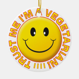 Vegetariskt lita på mig leendet julgransprydnad keramik