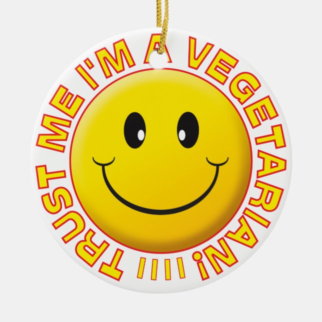 Vegetariskt lita på mig leendet julgransprydnad keramik (Framsidan)