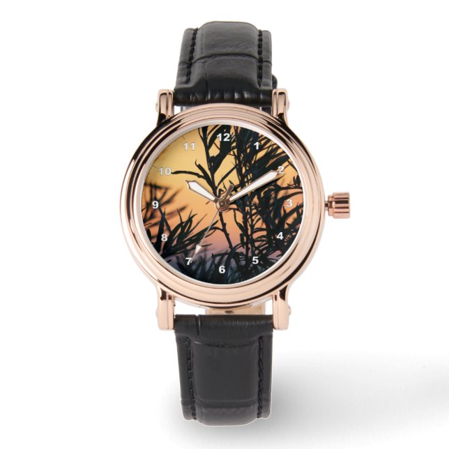 Vegetation vid solnedgång armbandsur (Framsida)