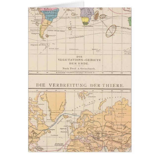 Vegetationsgebiete, Thiere Atlas Karta Hälsningskort (Framsidan)