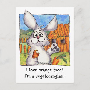Vegetorangianskt lustigt kaninvykort vykort
