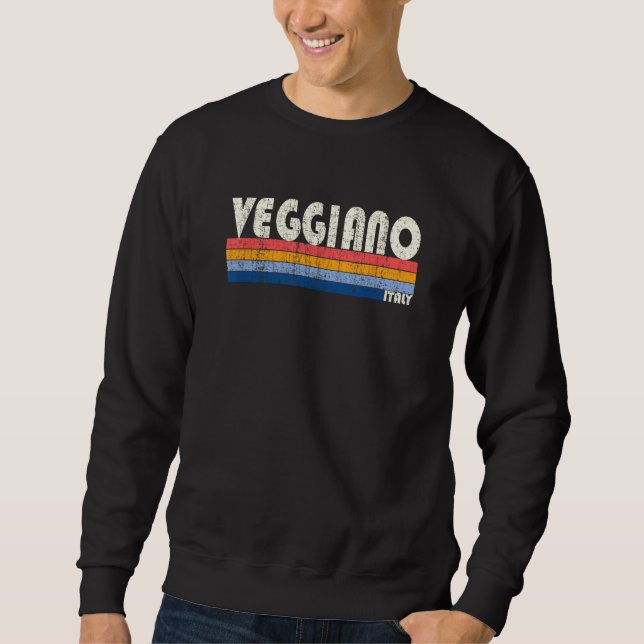 Veggiano Italy Retro 70s 80s Style Lång Ärmad Tröja (Framsida)