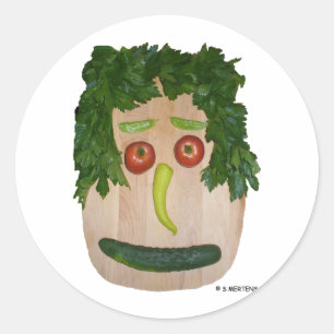 Veggie Ansikte Runt Klistermärke