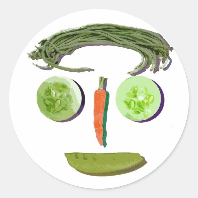 Veggie Ansikte Runt Klistermärke (Framsida)