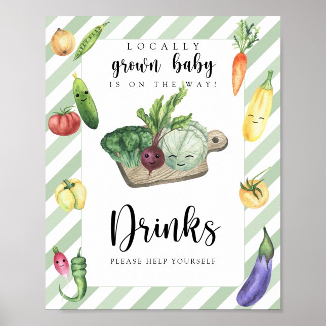 veggie baby shower - Drycker, tåla er själva Poster (Framsidan)