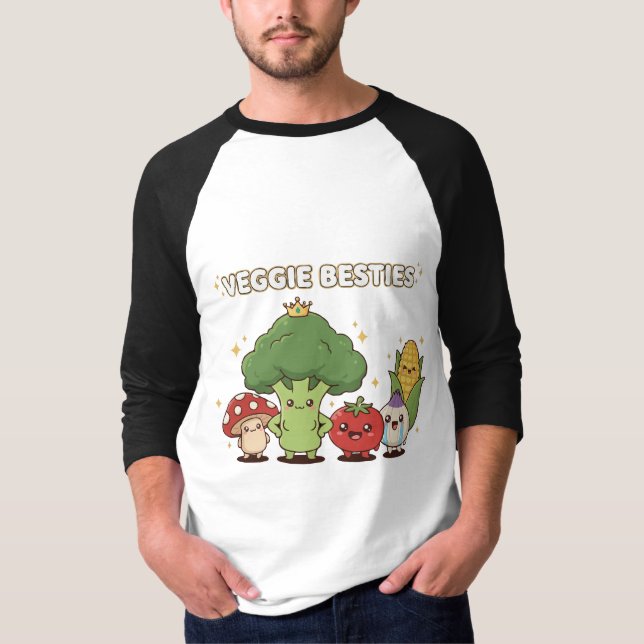 Veggie Besties | Cute Kawaii Cartoon Vegetable  T Shirt (Framsida)