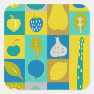 Veggie Blocks I Fyrkantigt Klistermärke