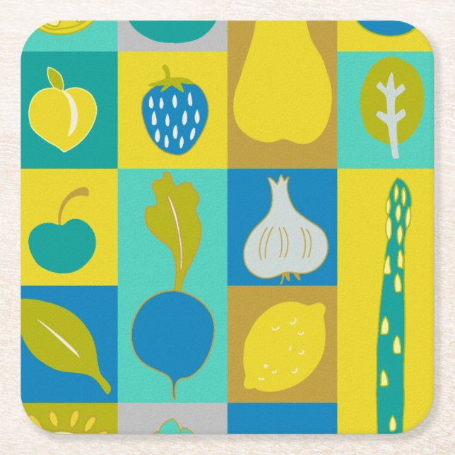 Veggie Blocks I Underlägg Papper Kvadrat (Framsidan)