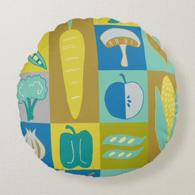 Veggie Blocks II Rund Kudde (Framsidan)