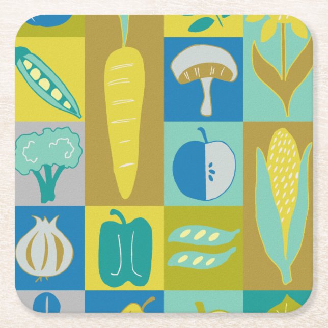 Veggie Blocks II Underlägg Papper Kvadrat (Framsidan)