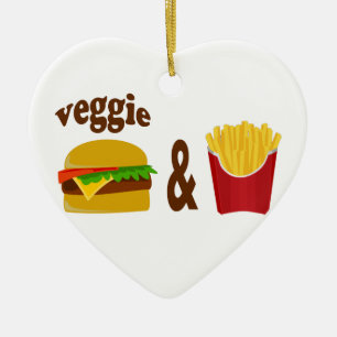 Veggie Burger och Fries Julgransprydnad Keramik