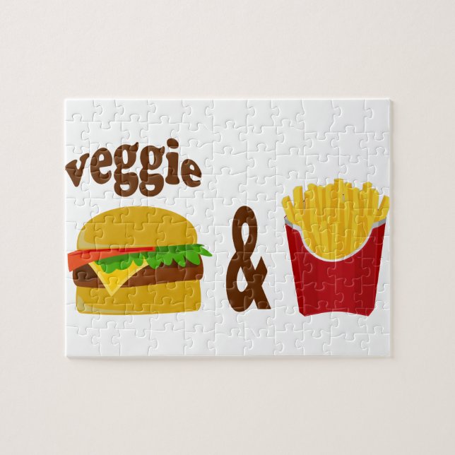 Veggie Burger och Fries Pussel (Horisontell)