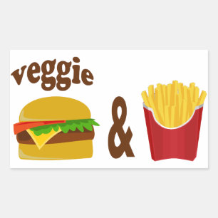 Veggie Burger och Fries Rektangulärt Klistermärke