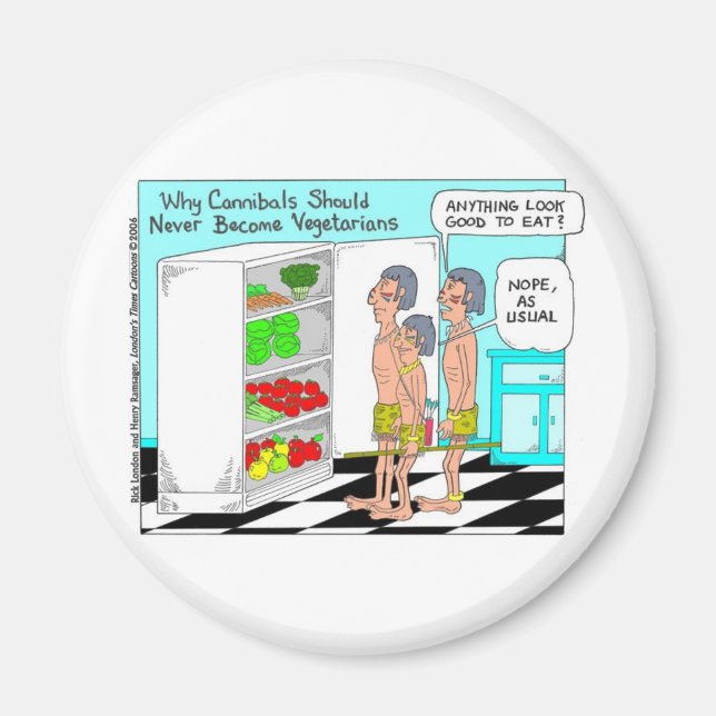 Veggie Cannibals Funny Offslag Tecknad Gifts Magnet (Framsidan)