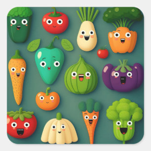 Veggie Characters Veg Photos Vegetables Onion Clip Fyrkantigt Klistermärke