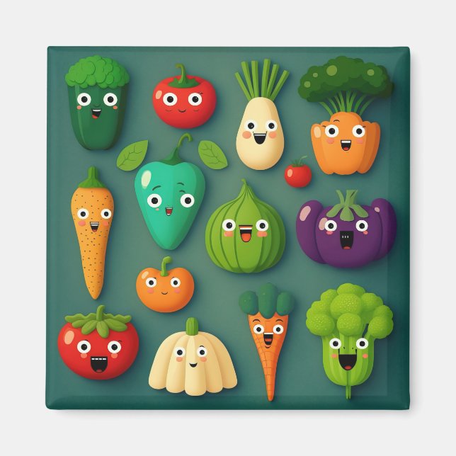 Veggie Characters Veg Photos Vegetables Onion Clip Magnet (Framsidan)