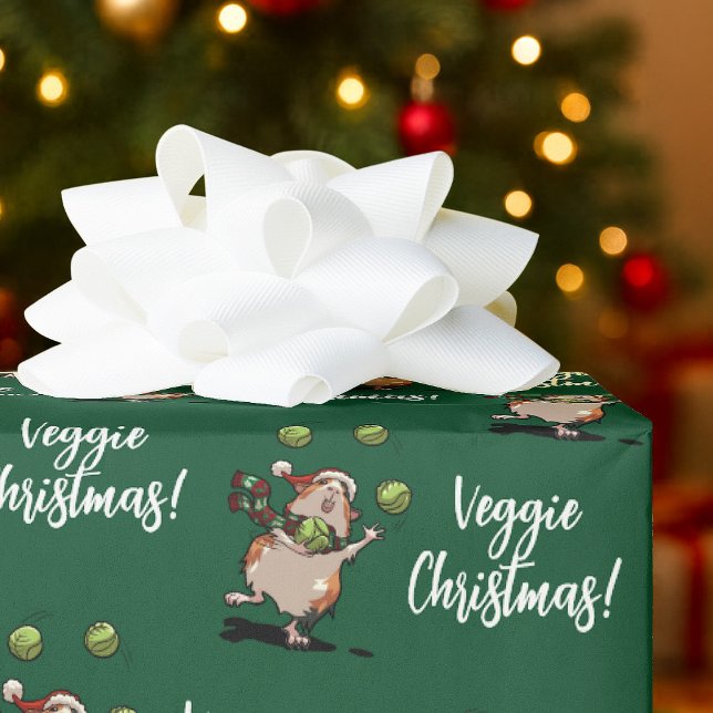 Veggie Christmas! Cute Guinea Pig Juggling Sprouts Presentpapper (Skapare uppladdad)