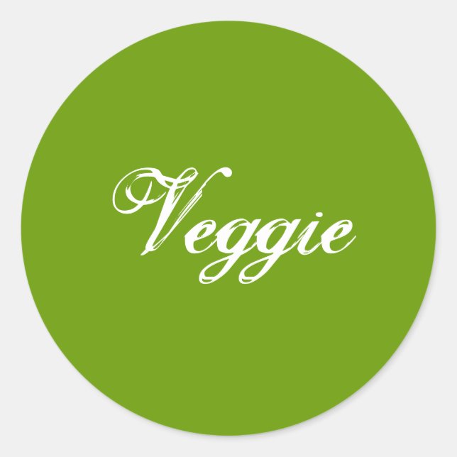 Veggie. Grönt. Slogan. Runt Klistermärke (Framsida)