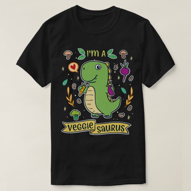 Veggie Meatless Plants Power Saurus T Shirt (Design framsida)