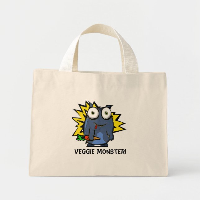 Veggie Monster Tote Bag Mini Tygkasse (Framsidan)