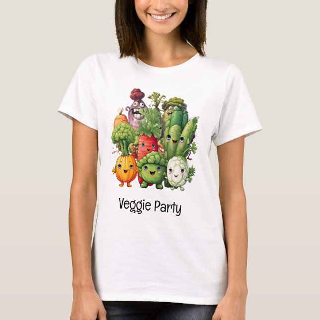 Veggie Party för vegetariskt lustigt T Shirt (Framsida)