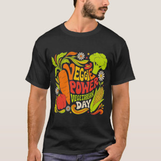 Veggie Power Vegetarian Day Colorful Vegetable Ret T Shirt