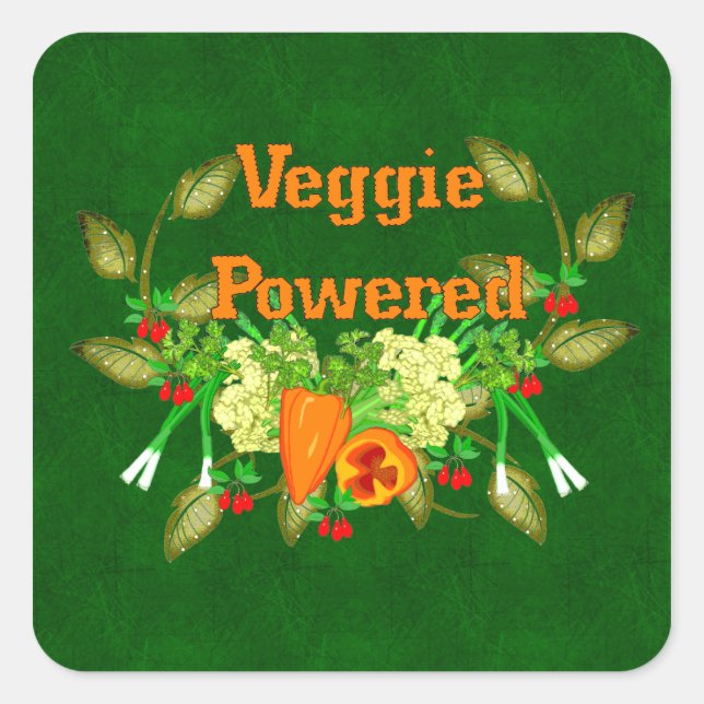 Veggie Powered Fyrkantigt Klistermärke (Framsida)