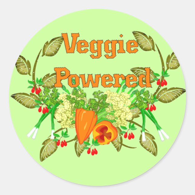 Veggie Powered Runt Klistermärke (Framsida)