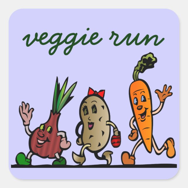 Veggie roligt fyrkantigt klistermärke (Framsida)