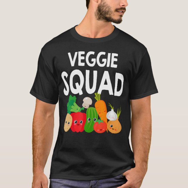 Veggie Squad Retro Grönsak Vegan Vegetarisk T Shirt (Framsida)