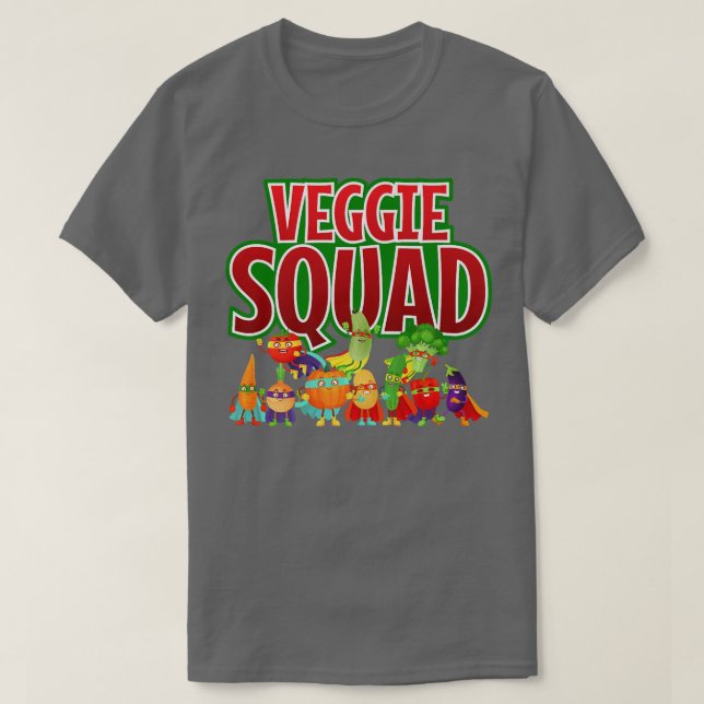 Veggie Squad Retro Vegetable Vegan Vegetarian T Shirt (Design framsida)