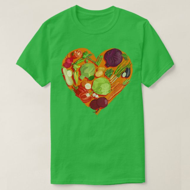 Veggie Vegan Kärlek Vegetables Älskare T Shirt (Design framsida)