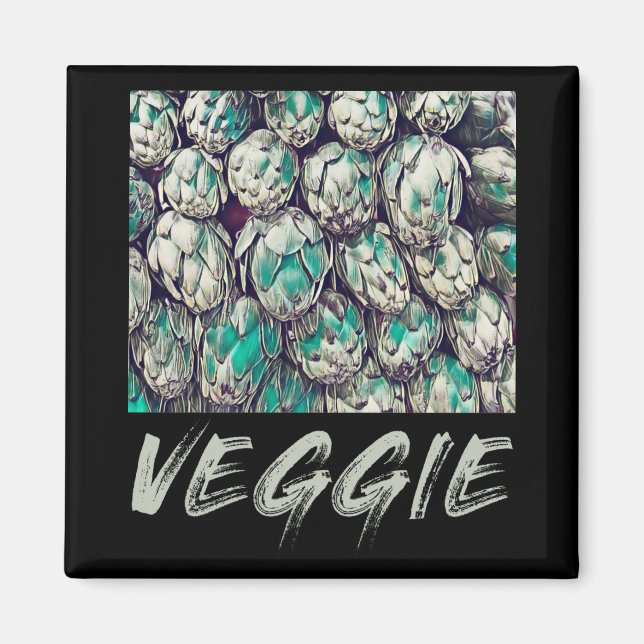 Veggie Vintage Vegetarian Gift Magnet (Framsidan)