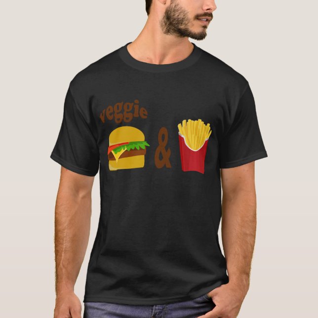 Veggiehamburgare och småfiskar tee shirt (Framsida)