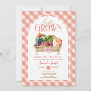 Veggies Locally Grown Baby Shower Gingham Inbjudningar