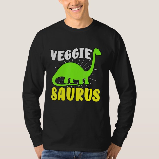 Veggiesaurus Dino Vegetarian No Kött plant based D T Shirt (Framsida)