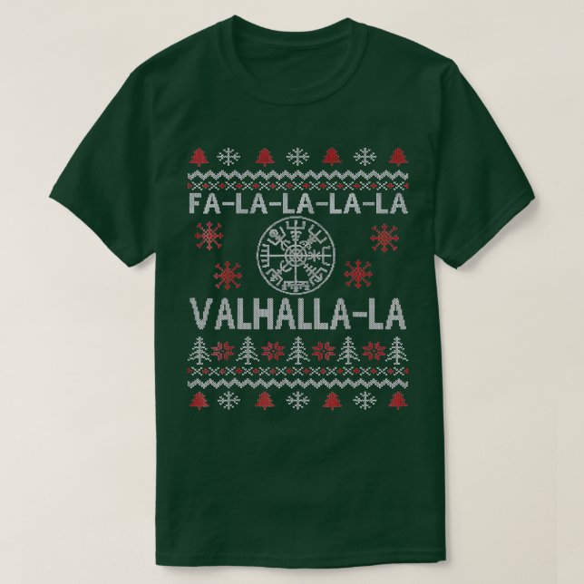 Vegvisir Compas Valhalla Ugly jul Viking T Shirt (Design framsida)