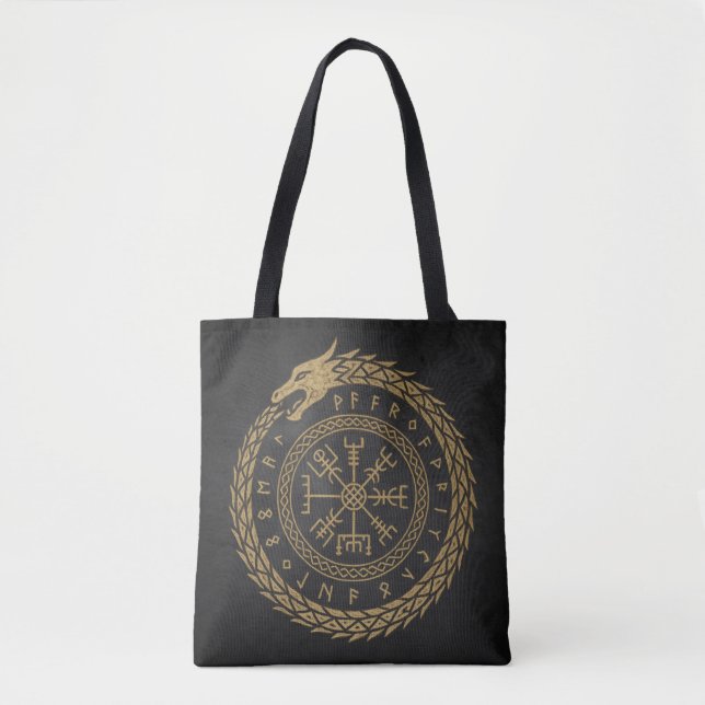 Vegvisir Fornnordisk Orm Run Cirkel Design Tygkasse (Framsida)