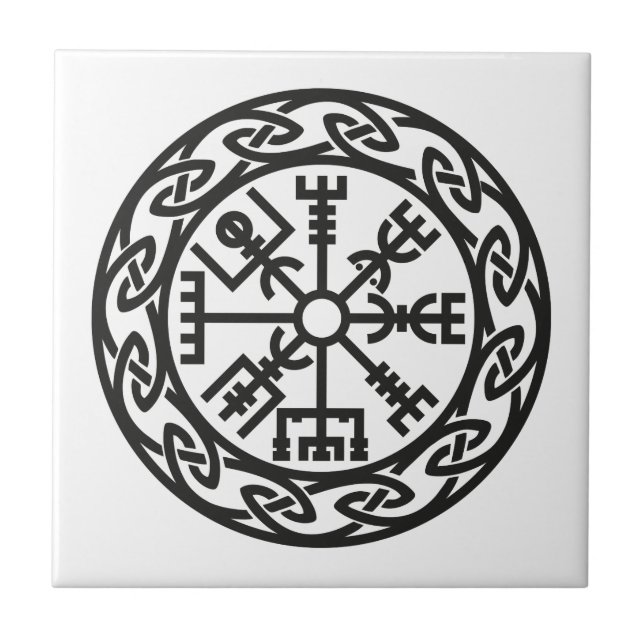 Vegvísir, Island, Travelers charm, skydd Kakelplatta (Framsidan)