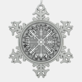 Vegvísir Islands magic amulet stave Snöflinga Pewter Julgransprydnad
