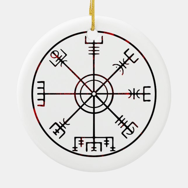 Vegvisir Islands Protective Runes Julgransprydnad Keramik (Baksidan)