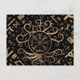 Vegvisir Livets träd Yggdrasil och Runes Vykort