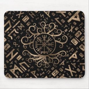 Vegvisir livets träd Yggdrasil och runor Musmatta